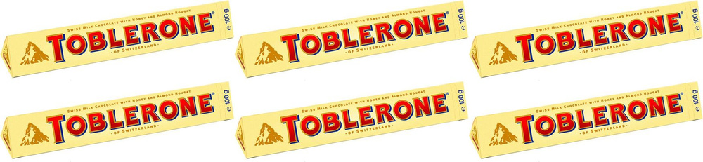 Шоколад Toblerone молочный с медом и миндальной нугой, комплект: 6 упаковок по 100 г  #1