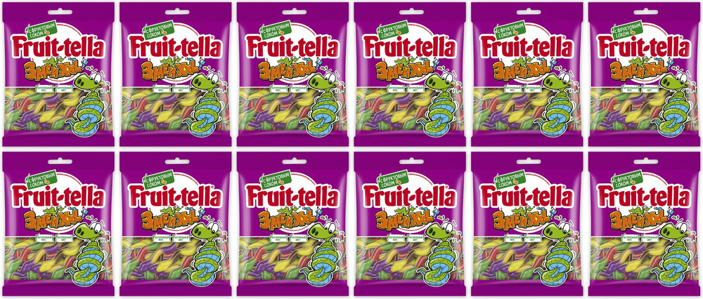 Мармелад Fruittella Змеи XXL жевательный, комплект: 12 упаковок по 70 г  #1