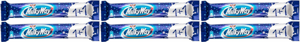 Шоколадный батончик Milky Way 1 + 1, комплект: 6 упаковок по 52 г  #1