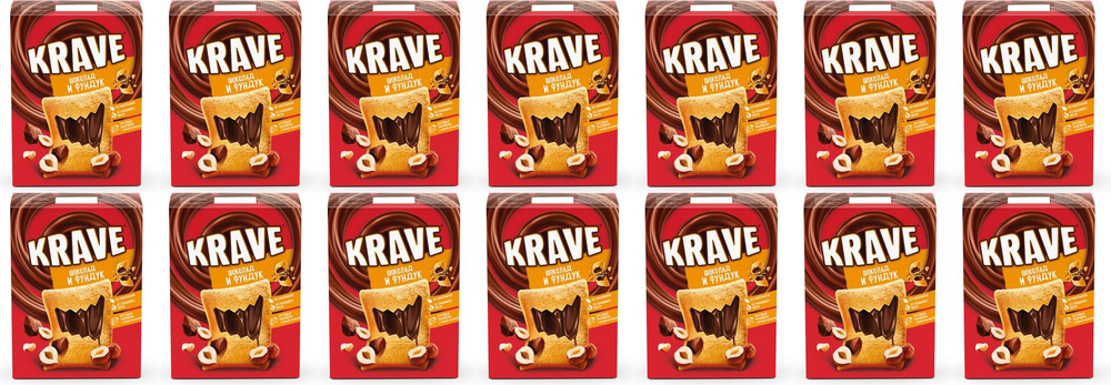 Сухой завтрак подушечки Kellogg's Krave мультизлаковый с шоколадно-ореховой начинкой, комплект: 14 упаковок #1