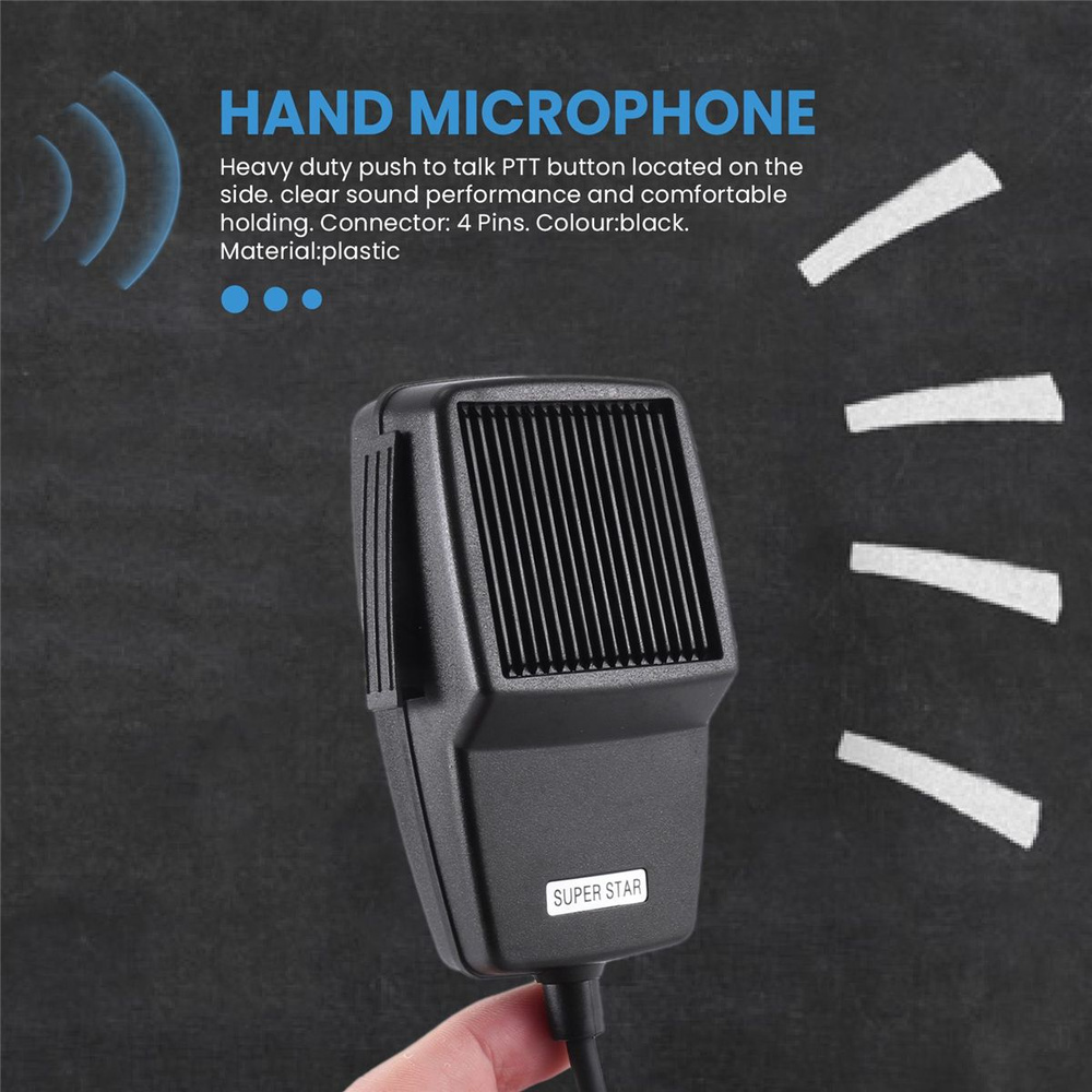 Радиодинамик ручной микрофон мобильный для автомобиля CB 4-контакта  #1
