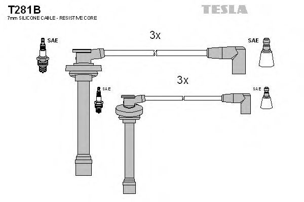 Tesla Комплект высоковольтных проводов, арт. T281B, 1 шт. #1