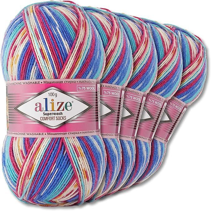 Пряжа Alize SUPERWASH COMFORT SOCKS /75% шерсть супервош, 25% полиамид/100 гр. 420 м./ Ягодно - синий #1