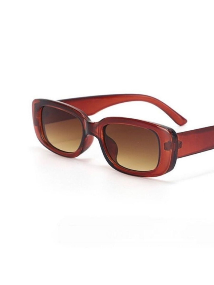 Очки солнцезащитные женские прямоугольные/ туристический аксессуар / модные очки и футляр, Коричневый #1
