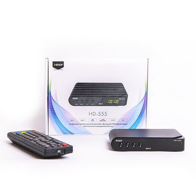 ЭФИР ТВ-ресивер HD 555 DVB-T2/WI-FI/дисплей , черный #1
