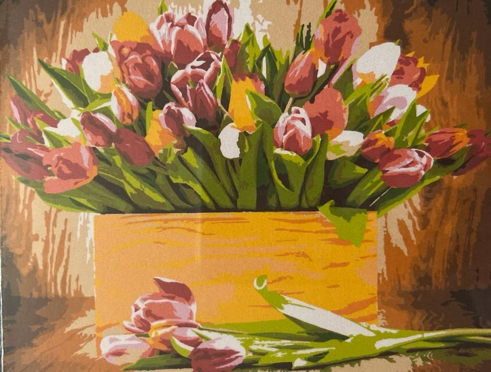 Картина по номерам, Холст на подрамнике "Тюльпаны" 40*50 #1