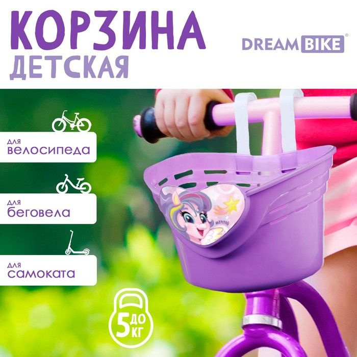 Dream Bike, Корзинка детская "Пони", цвет фиолетовый #1