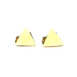 Винтажные треугольные серьги-клипсы с желтой вставкой из стекла  #1