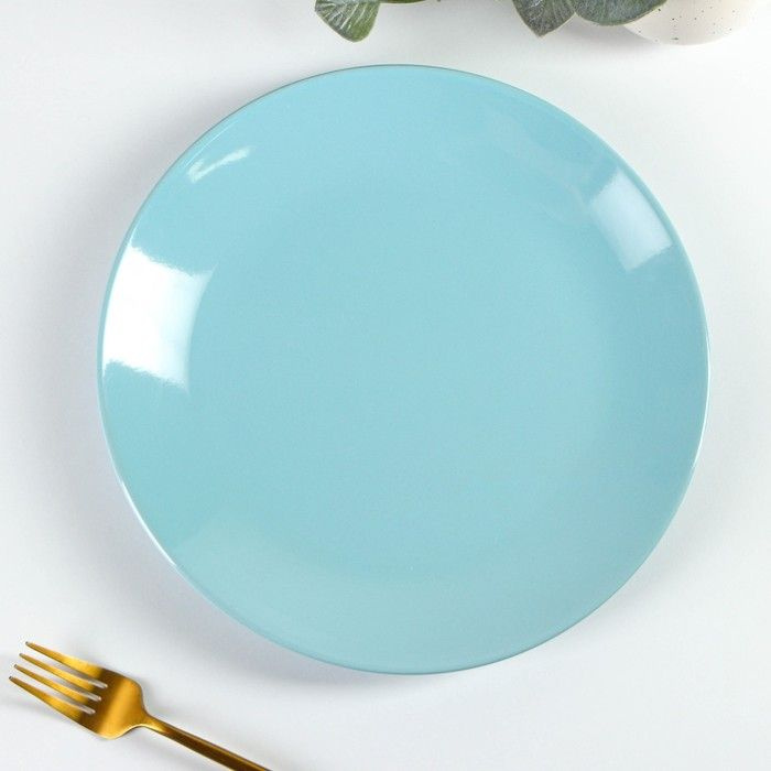 Тарелка керамическая обеденная Доляна "Пастель", d-27 см, цвет голубой  #1