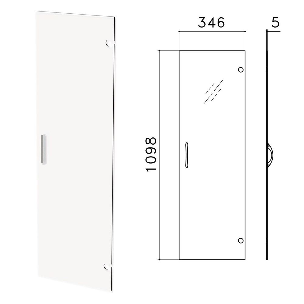 Дверь СТЕКЛО, средняя, "Канц", 346х5х1098 мм, БЕЗ ФУРНИТУРЫ, ДК35, 1ед. в комплекте  #1
