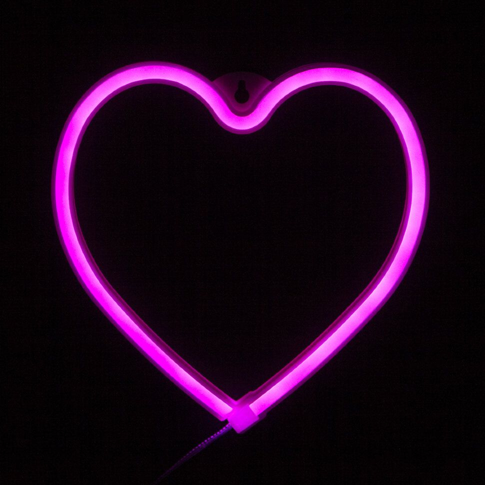 Световая фигура Сердце, 21*20 см. Розовый, 1 шт. #1