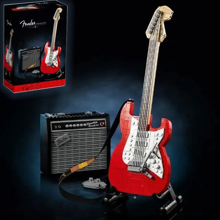 Конструктор Бас Гитара Fender Stratocaster, коллекционная модель, подарок для мальчика и девочки  #1