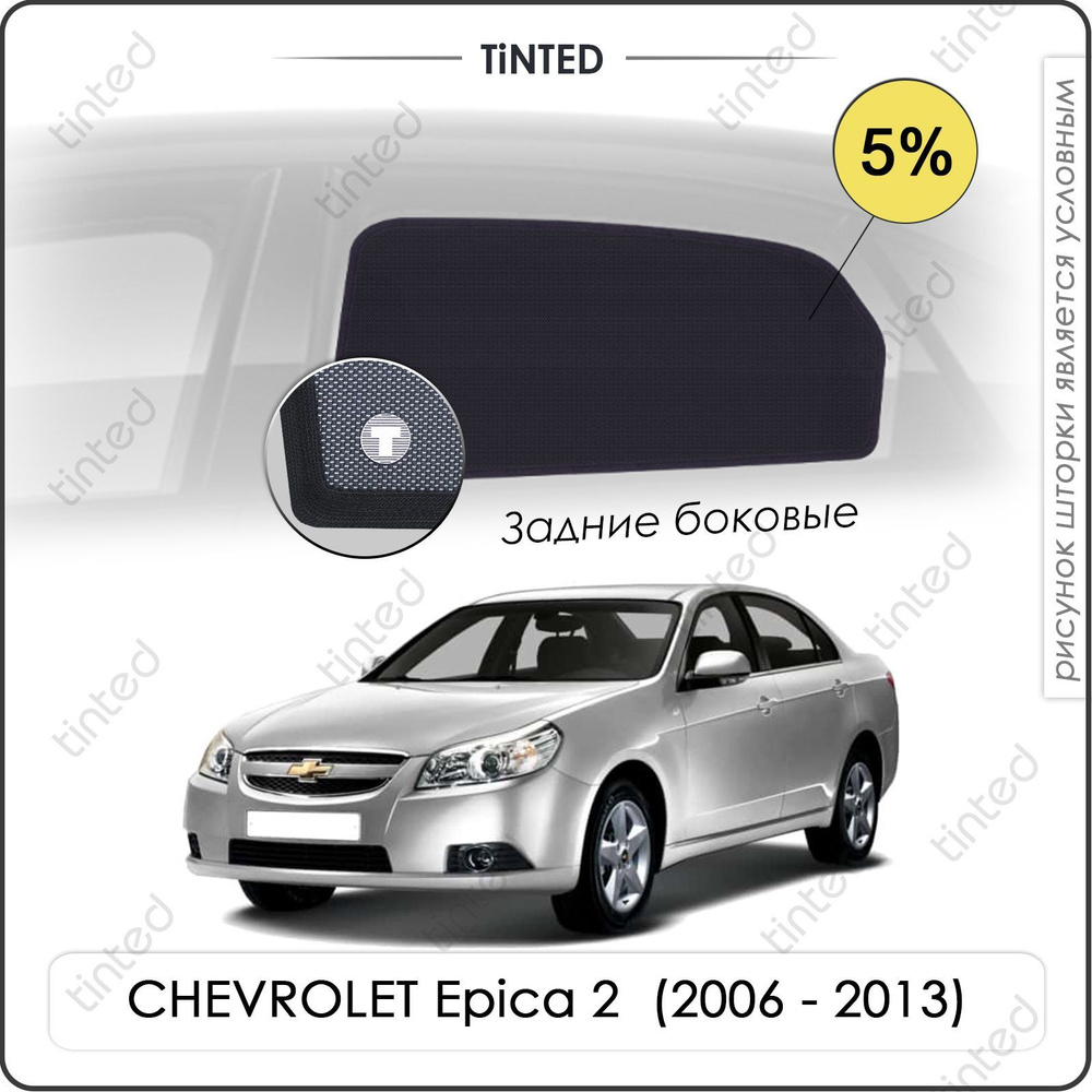 Шторки на автомобиль солнцезащитные CHEVROLET Epica 2 Седан 4дв. (2006 - 2013) на задние двери 5%, сетки #1