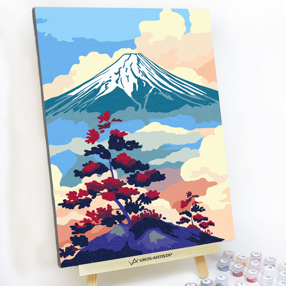 Картина по номерам, холст на подрамнике - Застывший вулкан, пейзаж Япония 30x40 см.  #1
