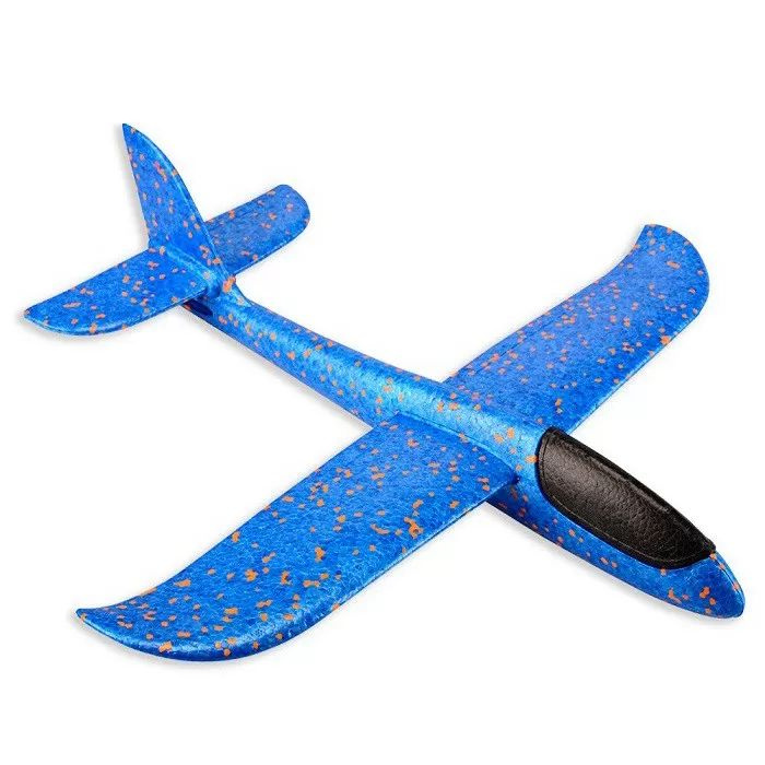 Самолет планирующий метательный, большой размер, синий, пенопластовый, 48см  #1