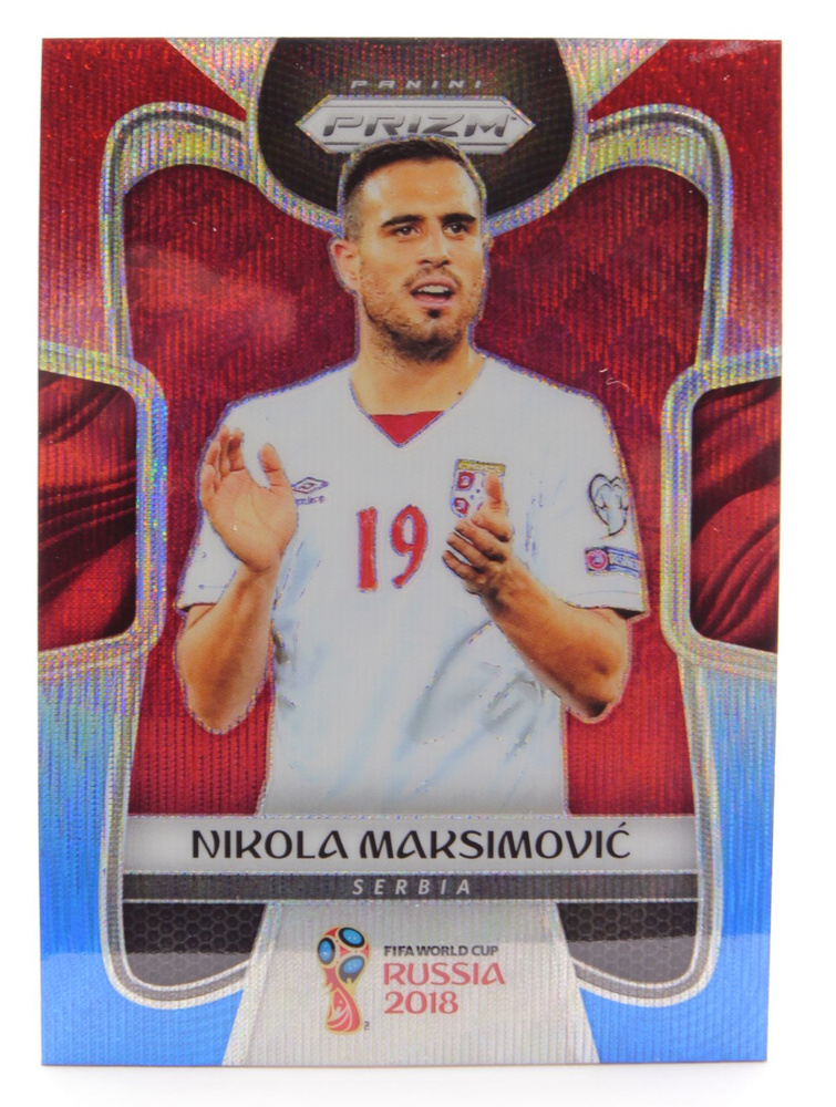 Коллекционная карточка Panini Prizm FIFA World Cup Russia 2018 - #186 Nikola Maksimovic - Red Blue Wave #1