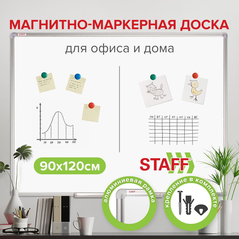 Доска магнитно-маркерная Staff 120 x 90 см, Уцененный товар #1