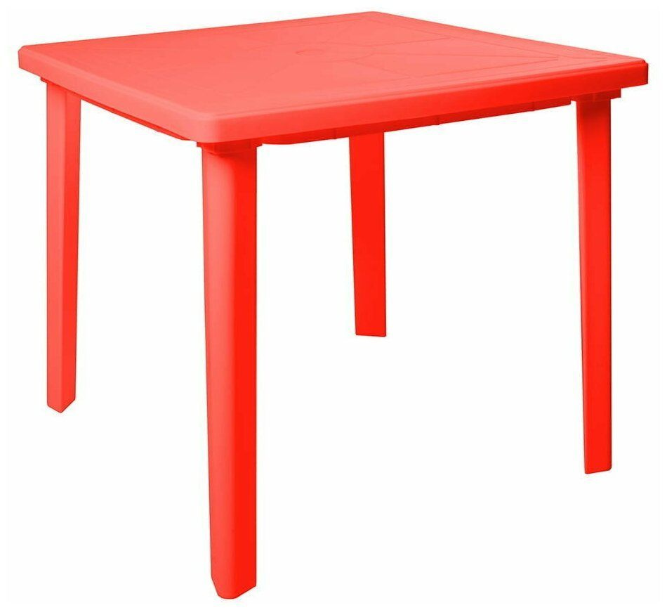 Стол пластиковый садовый квадратный Красный с отверстием под зонт  #1