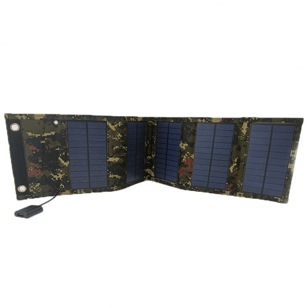 Солнечное зарядное устройство USB 15 Вт, 5 складных солнечных панелей, камуфляж  #1