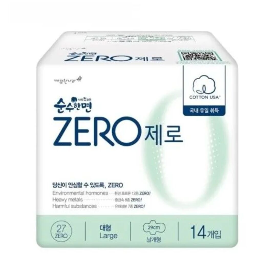 Soonsoohanmyeon Zero Хлопковые прокладки Sanitary Pаds, Large, 14 шт. #1