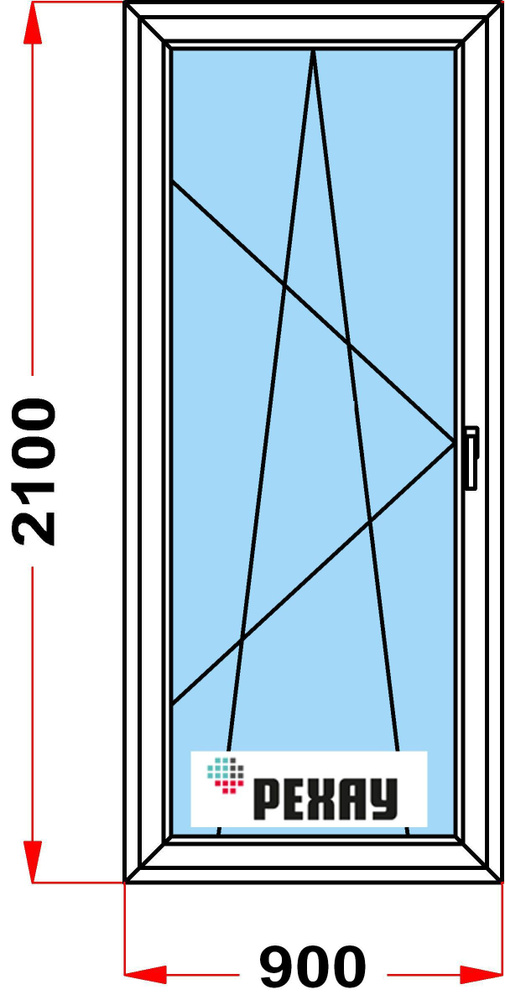 Балконная дверь, профиль РЕХАУ BLITZ (2100 x 900), с поворотно-откидной створкой, стеклопакет из 2х стекол, #1