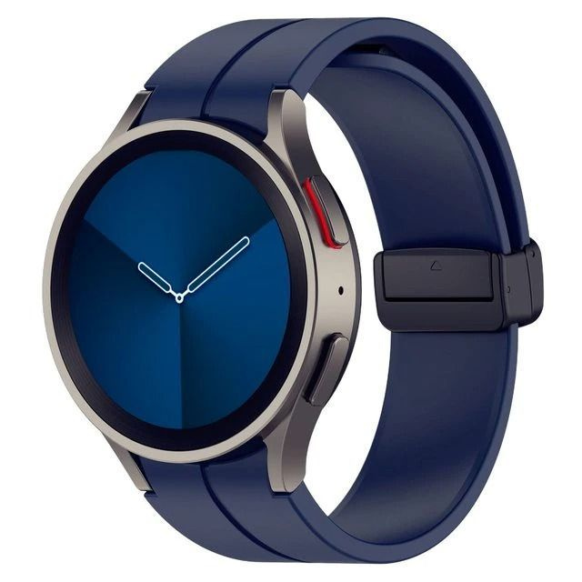 Ремешок для Samsung Galaxy Watch 4 /5 / 5 pro/ 6 / 7 силиконовый с магнитной застежкой (темно-синий), #1