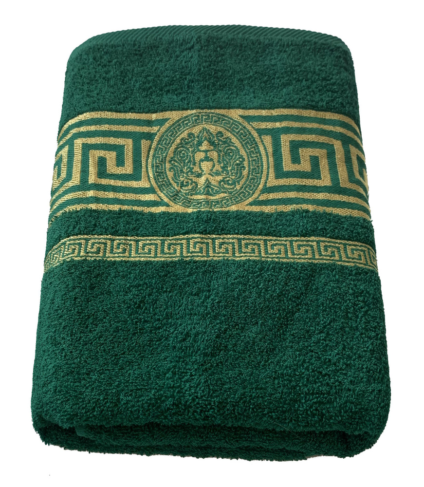 Вышневолоцкий текстиль Полотенце для ванной, Хлопок, 70x130 см, темно-зеленый  #1