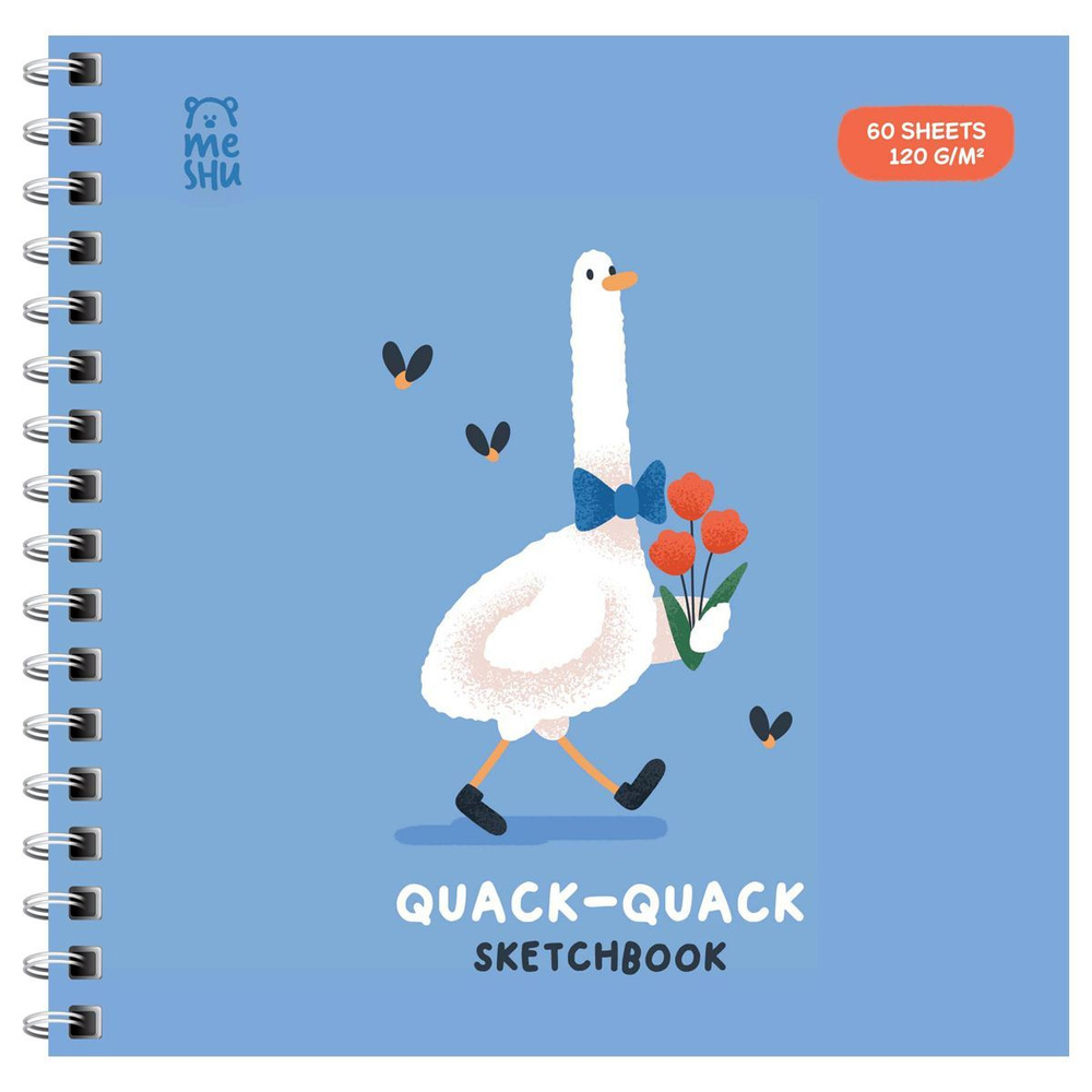 Скетчбук 60л., 150*150 MESHU "Quack-Quack", на гребне, выб. лак, soft-touch, 120г/м2  #1