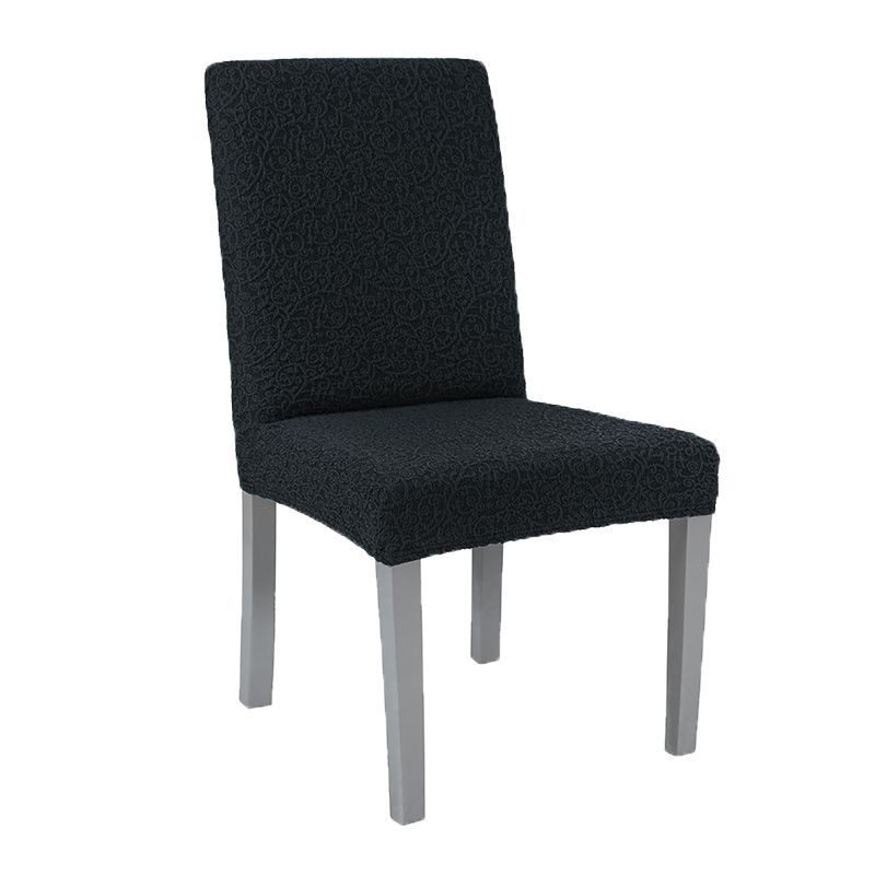Чехол на стул без оборки, жаккард, цвет темно-серый, 1 предмет  #1