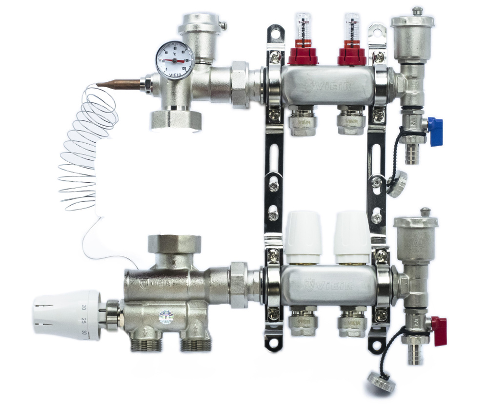 КОМПЛЕКТ для ВОДЯНОГО ТЕПЛОГО ПОЛА ДО 40 кв/м Коллектор 2 контура  #1