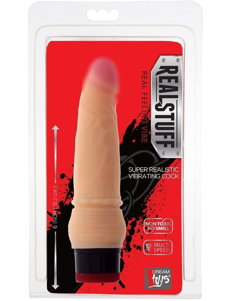 Dream Toys Вибратор реалистичный, без мошонки REALSTUFF 6INCH VIBRATOR - FLESH, бежевый, 15.5 см  #1