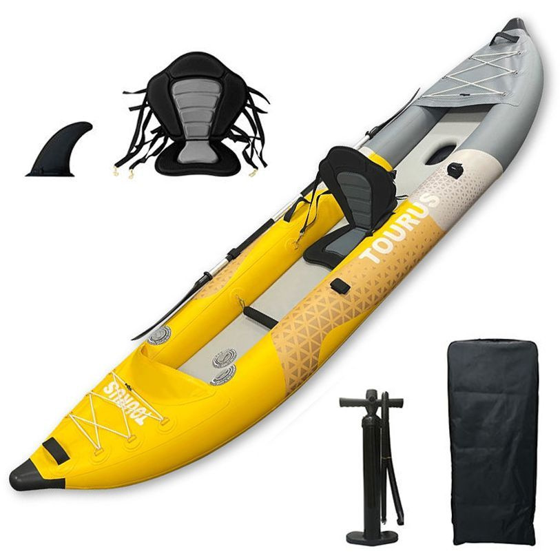 Надувной одноместный каяк байдарка TOURUS Kayak-1 (328x85 cm) с рюкзаком, веслом, насосом, сиденьем и #1