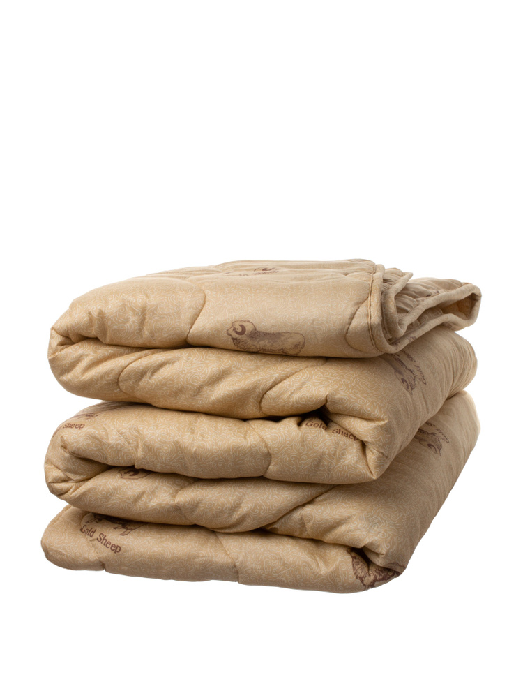 Одеяло Евро 200x205 см, Всесезонное, Зимнее, с наполнителем Овечья шерсть, комплект из 1 шт  #1