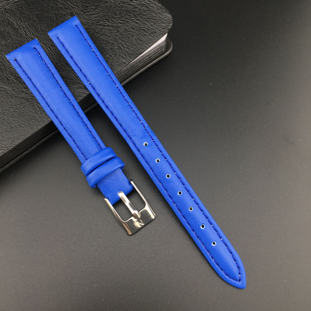 Ремешок для часов кожаный 12 мм, цвет синий, матовый, Nagata Leather, 1 шт  #1