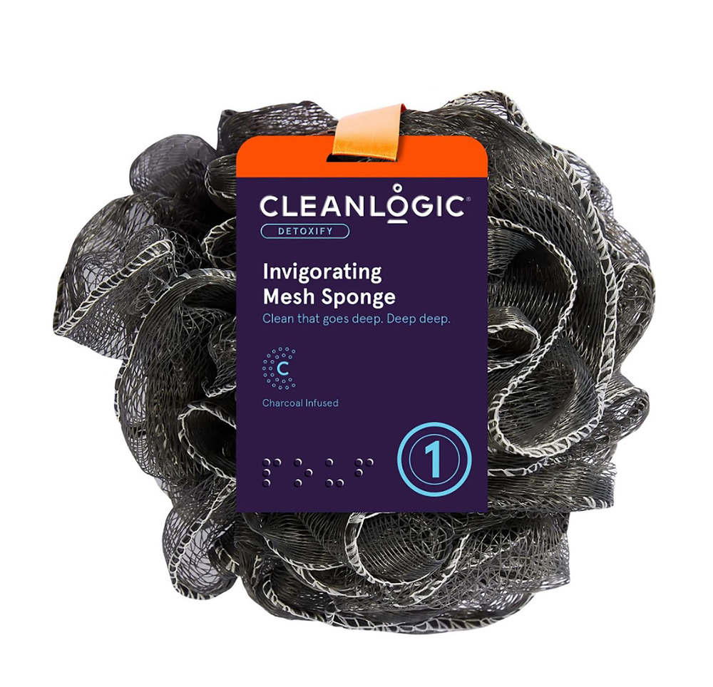 Мочалка-шар для тела с древесным углем / Cleanlogic Detoxify Charcoal Mesh Sponge  #1