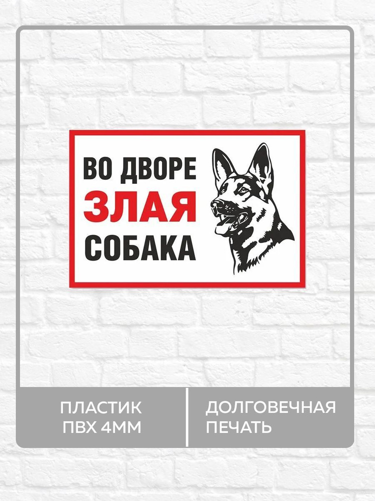 Табличка "Во дворе злая собака" А3 (40х30см) #1