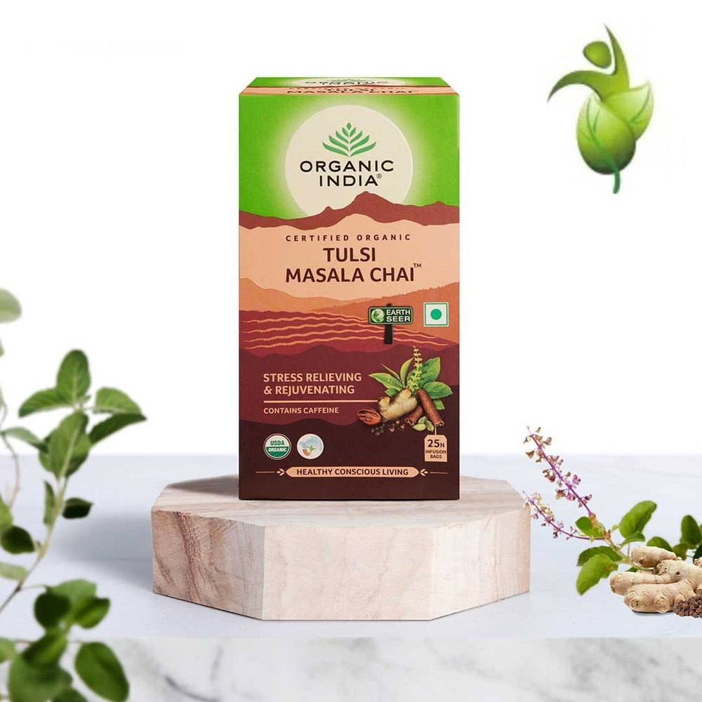 Чай Индийский Тулси масала органический имбирь корица Organic India Индия 25 пакетиков  #1