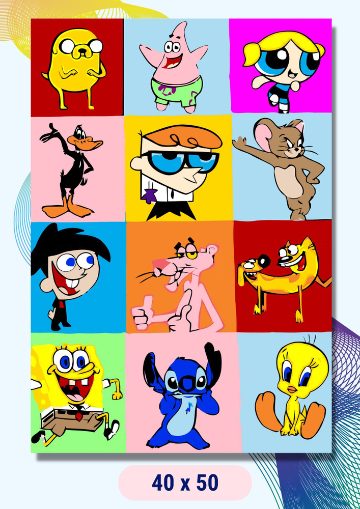 Картина по номерам LAVA " Дисней / Губка Боб / Том и Джерри " на холсте на подрамнике 40х50  #1