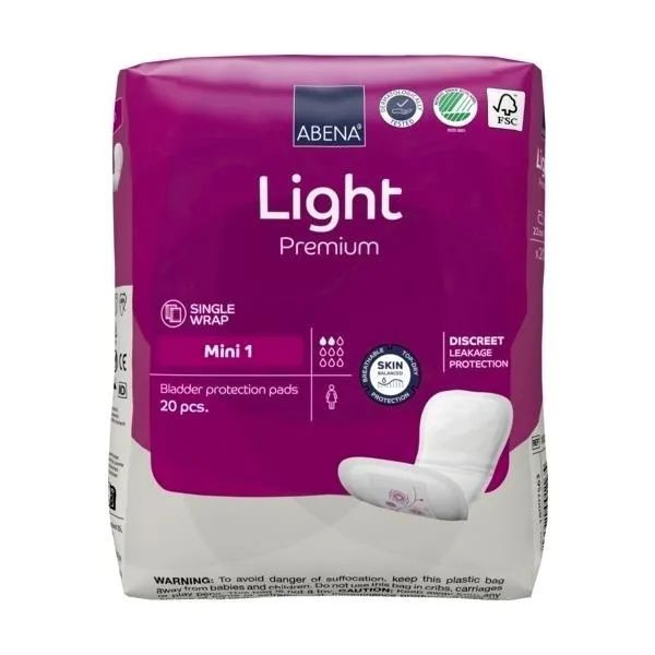 Прокладки урологические для женщин Abena Light Premium Mini 1, 2 капли, 180 мл, 20 штук  #1
