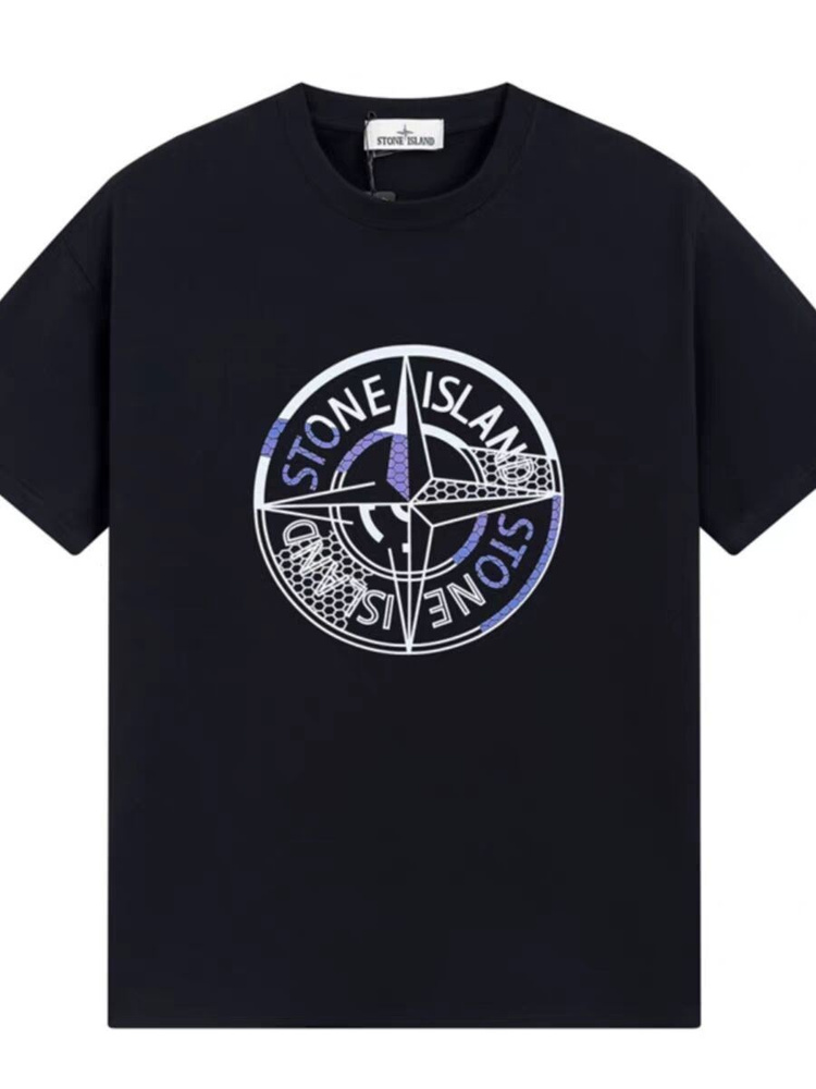 Футболка Stone Island, размер 46, цвет черный, 95% хлопок, 5% спандекс ...