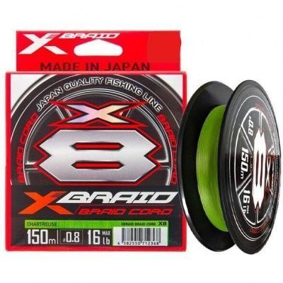 Плетёный шнур YGK X-Braid Braid Cord X8 150m Chartreuse #0.8,0.148mm,16lb,7.2kg #1