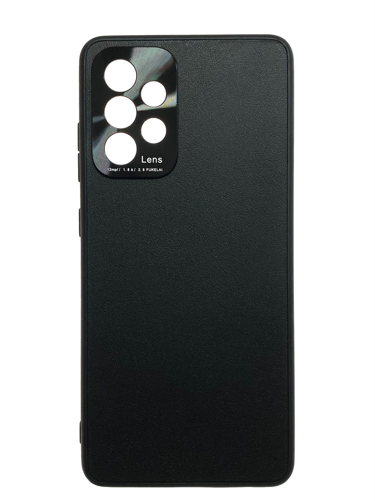 Чехол для Samsung A53 Черный c кожаной вставкой #1