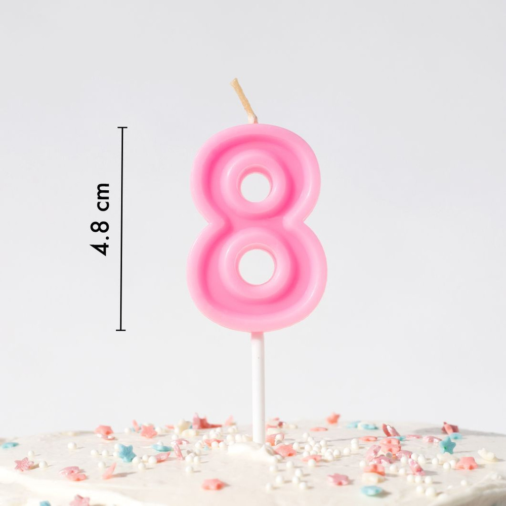 Свечи для торта на День Рождения цифра номер 8, розовая #1