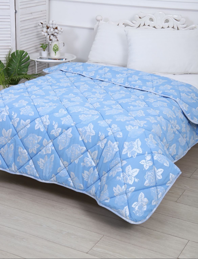 Лотос Текстиль Одеяло 1,5 спальный 142x205 см, Всесезонное, с наполнителем Полиэфирное волокно, комплект #1