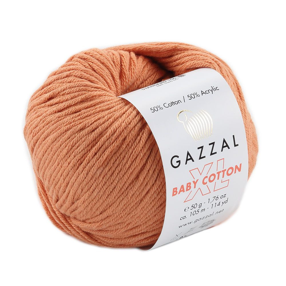 Пряжа Baby cotton Gazzal XL - 1 моток (105 м, 50 гр), цвет 3465 светлый терракот  #1