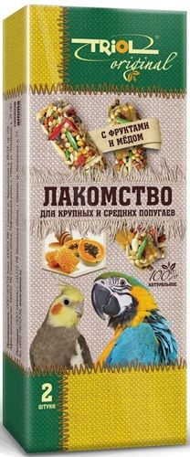 3 шт. Лакомство для крупных и средних попугаев с фруктами и мёдом 2шт TRIOL  #1