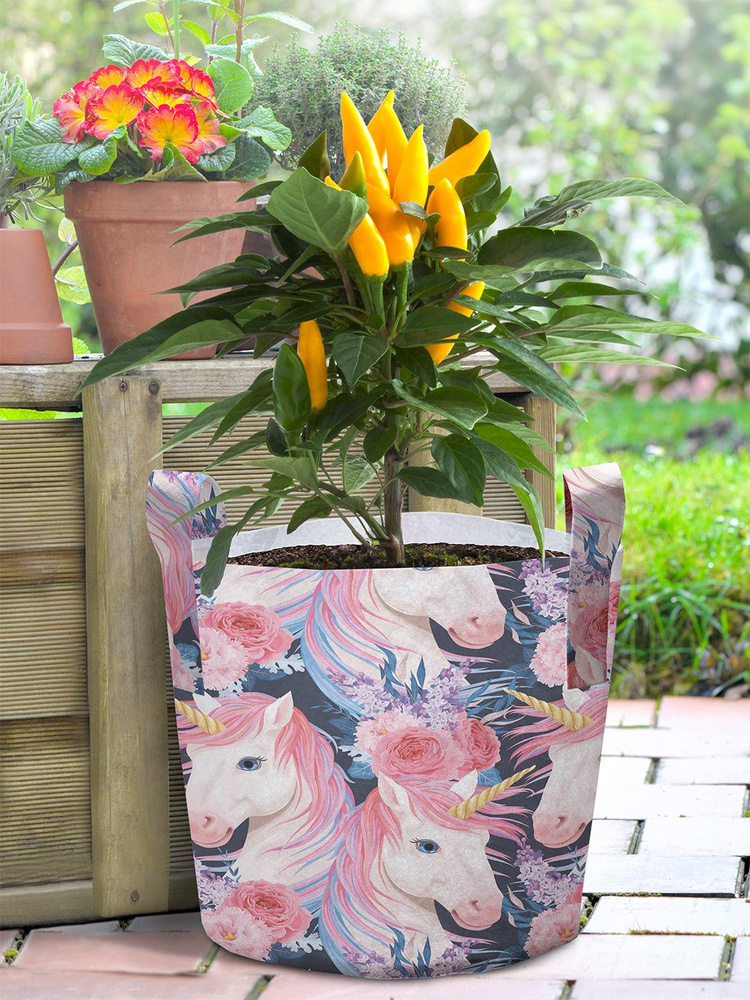 Декоративный мешок из войлока JoyArty "Единороги и цветы , 27 л, JoyArty  #1