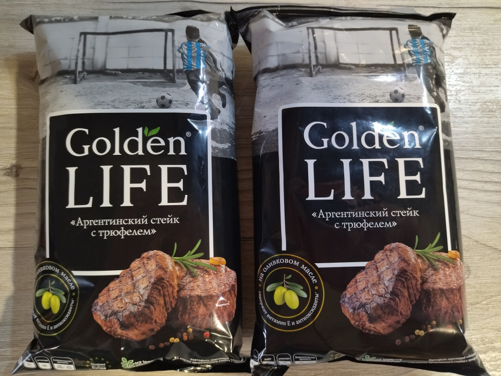 Чипсы Golden Life со вкусом Аргентинского стейка с трюфелем 90 г 2 шт.  #1