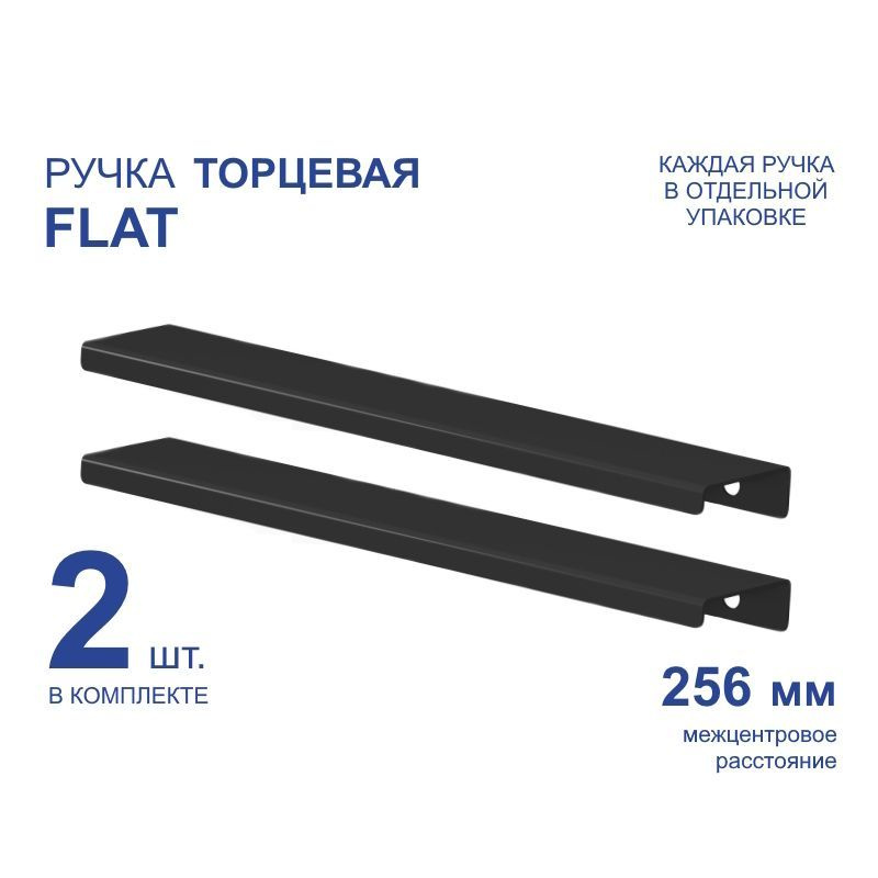 Ручка мебельная торцевая FLAT 296 мм, черная, металлическая (2 шт)  #1