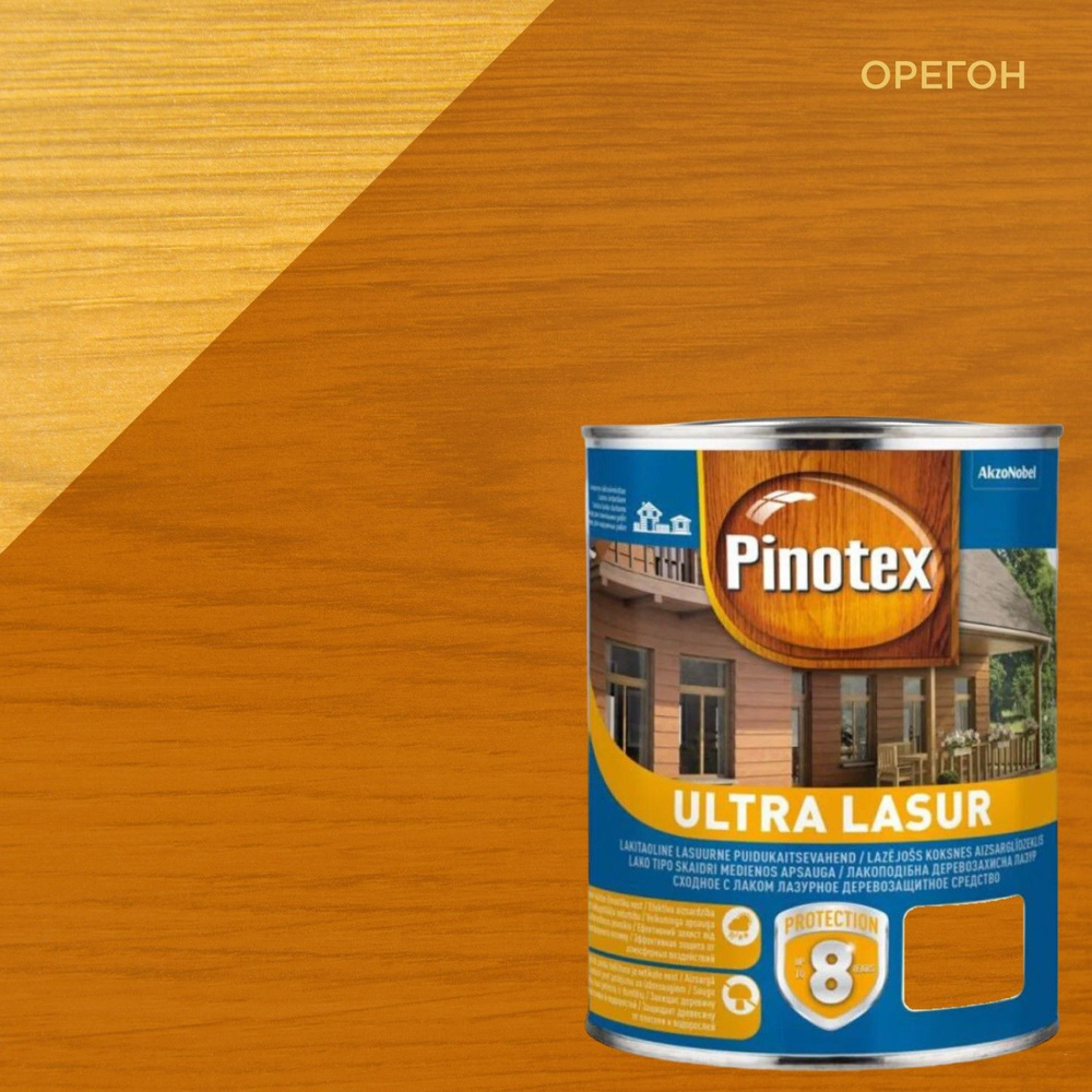 Лазурь с лаком для защиты древесины Pinotex Ultra Lasur (1л) орегон  #1